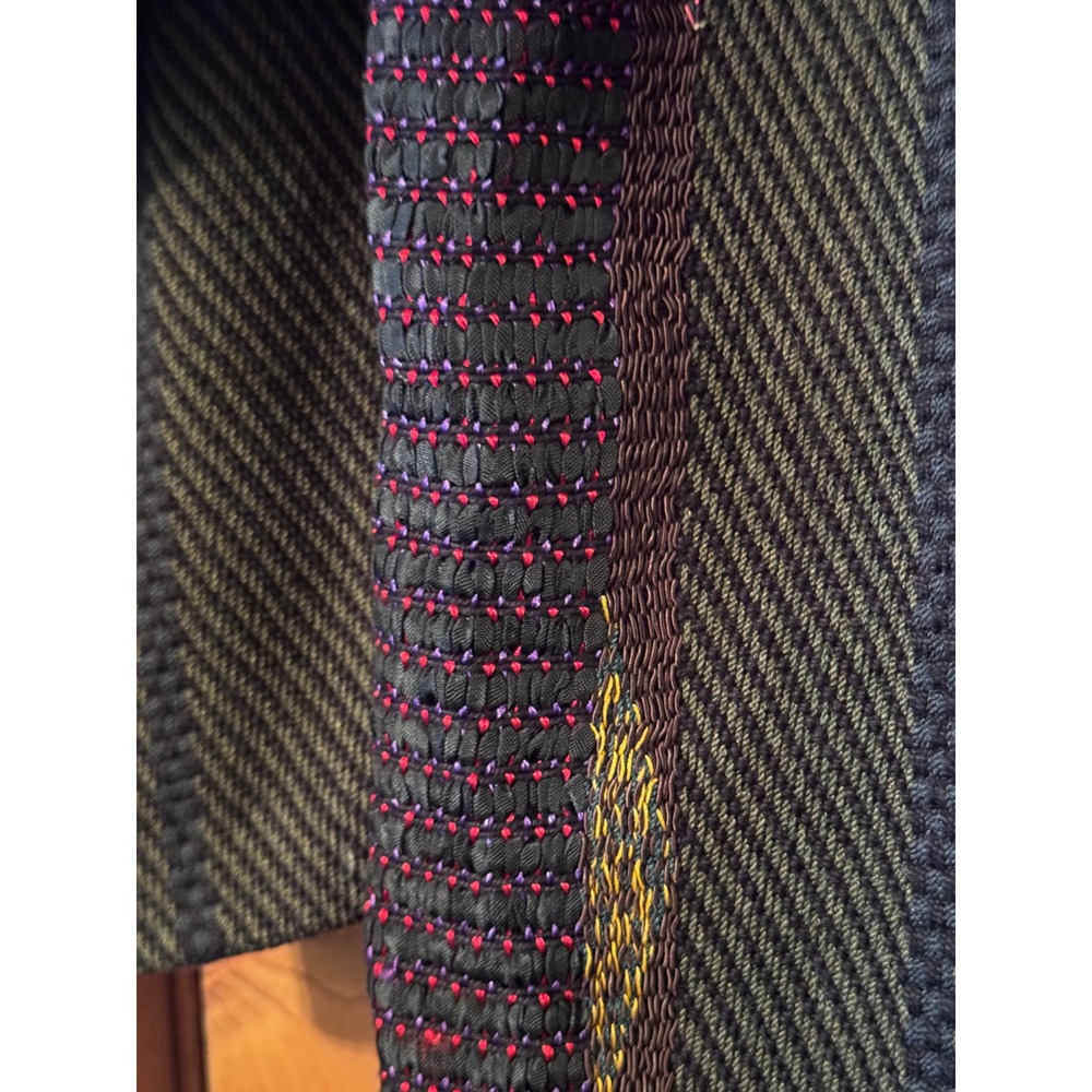 Hand Woven Deborah Cross Art To Wear 80s Textured Mixed Media Silk Metallic Wool - Picture 7 of 7